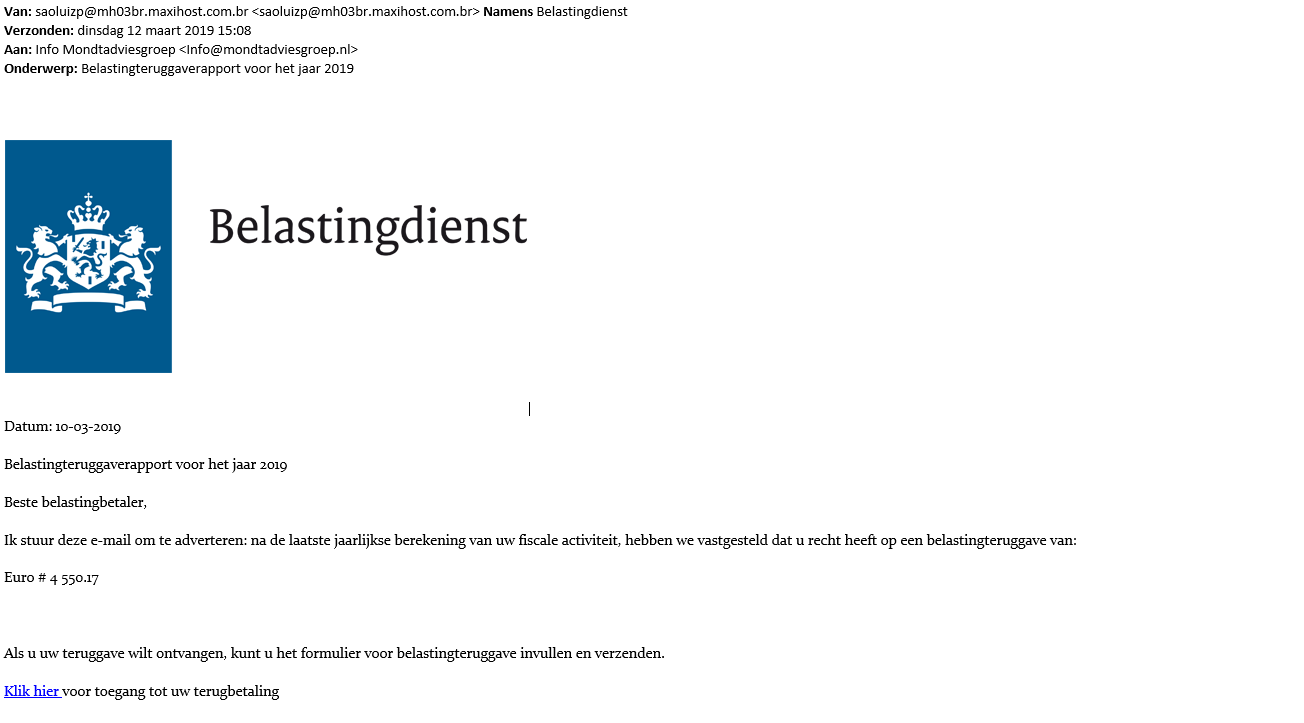 Pas op, phishing mail nep-belastingdienst in omloop